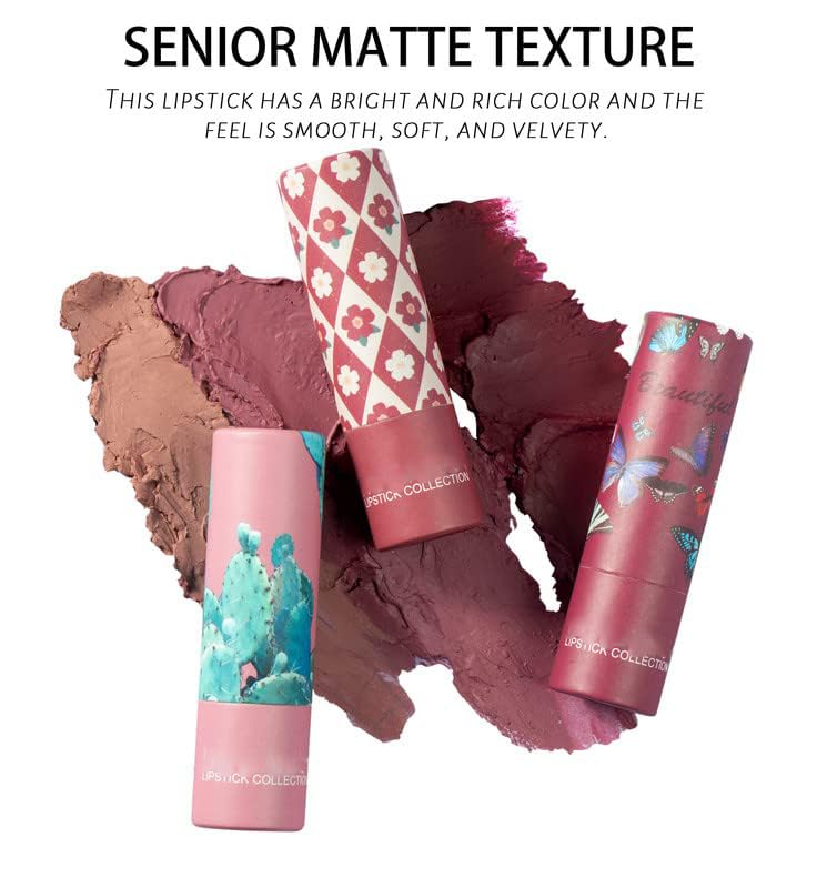 AKARY Long Lasting Matte Nude Lipstick - Eco-Friendly Paper Tube