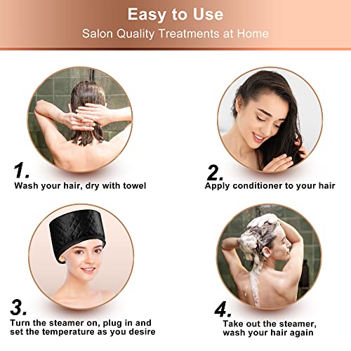 Ingeware Solid Black Heat Cap for Deep Conditioning Hair Spa