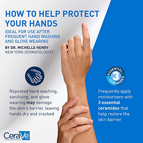 CeraVe Therapeutic Hand Cream with Hyaluronic Acid & Niacinamide, 3oz - Non-Greasy Skin Protectant for Dry Cracked Hands