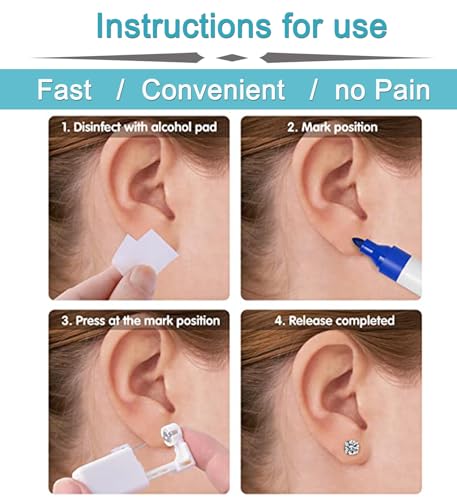 QWALIT Gold Ear Piercing Kit A1-Ball Disposable Self-Piercing Earrings for Home Use