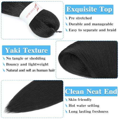 Pofworld 20 Inch Pre-Stretched Braiding Hair - 8 Pack Yaki Synthetic Fiber