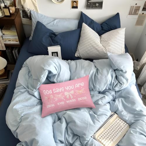 Pink 12x20 Decorative Throw Pillow Cover | Bow Room Decor Gift
