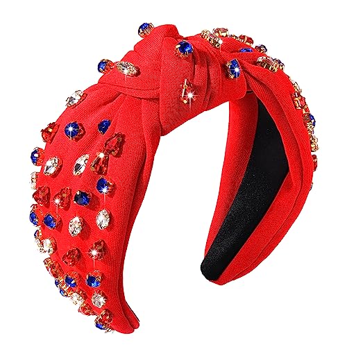 NVENF 4th of July Headband American Flag Rhinestone Pearl Hairband - Variation 4