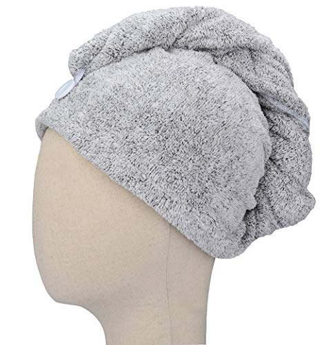 HOPESHINE Microfiber Hair Towel Wrap 3-Pack - Salmon Red, Sea Green, Grey