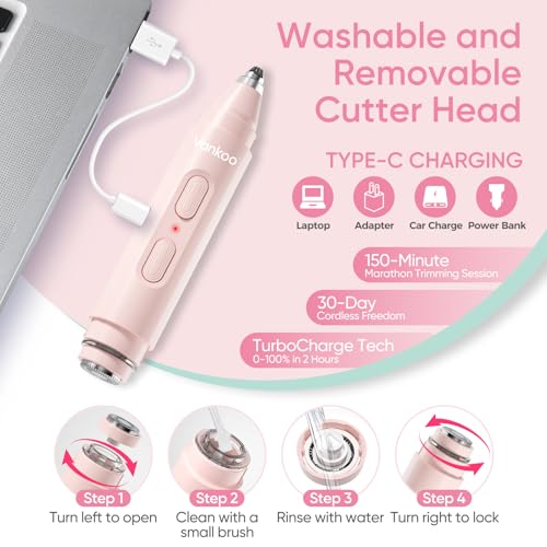 Vankoo 2 in 1 Facial Hair Remover & Eyebrow Trimmer for Women | Electric Face Shaver & Epilator for Face | Painless Flawless Facial Hair Removal for Women, Peach Fuzz & Upper Lip Hair Remover
