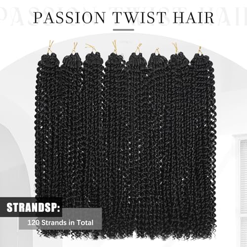 MCNJM 8 Pack Passion Twist Water Wave Crochet Hair 18 Inch Black 1B#