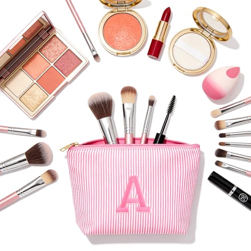 Personalized Initial Makeup Bag Set - Trendy Cosmetic Travel Organizer