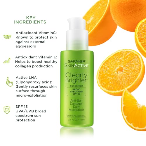 Garnier SkinActive Clearly Brighter SPF 30 Face Moisturizer with Vitamin C, 2.5 Fl Oz