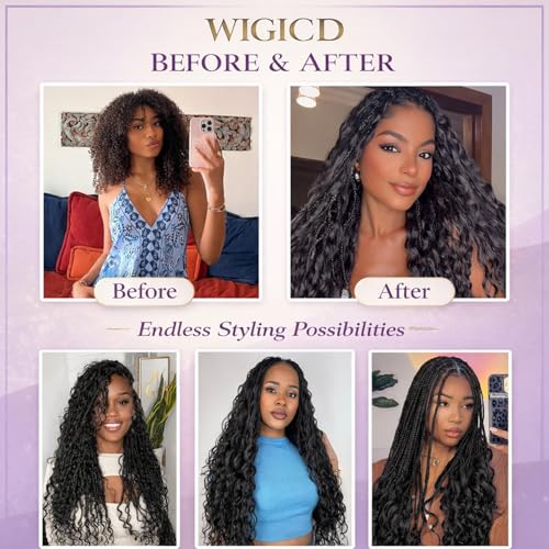 WIGICD 20-Inch Deep Wave Bulk Braiding Hair for Boho Knotless Braids
