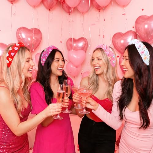 Pink Valentines Headbands for Women Teen Girls - Love Heart XOXO Hair Accessories