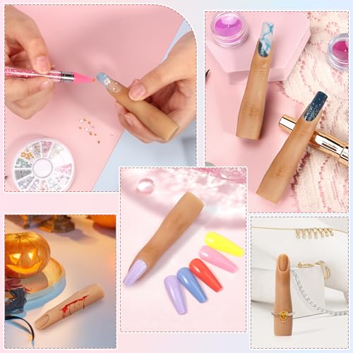 Deciniee 2Pcs Silicone Practice Fingers for Acrylic Nails No.3 - Beginner Nail Art Tools (2Pcs Finger Color 3)