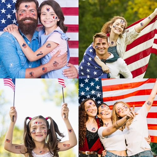 Patriotic 4th of July Tattoos for Women - 120 Pack USA Designs