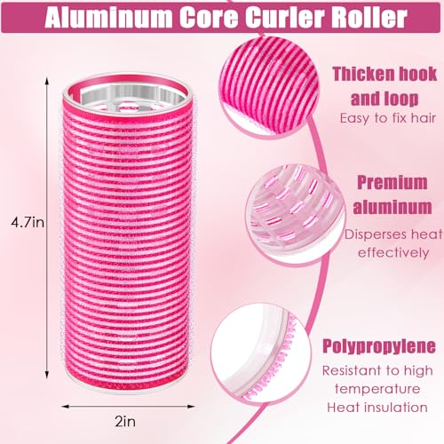 WILLBOND 8 Pcs Jumbo Aluminum Core Self-Grip Hair Rollers - 2 Inch