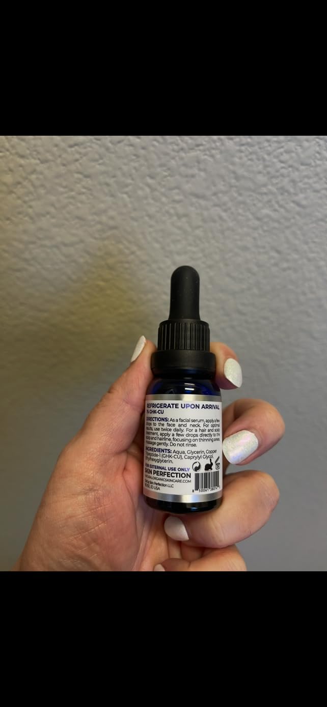 1% GHK-Cu Copper Peptide Serum - Vegan Face & Neck Treatment | 0.5 fl oz