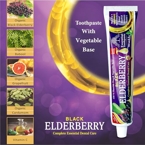 Organic Black Elderberry Toothpaste 6.5oz - Fluoride Free Dental Care