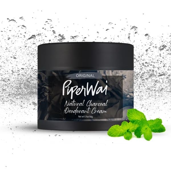 PiperWai 2oz Natural Activated Charcoal Deodorant - Aluminum-Free Vegan Long-Lasting