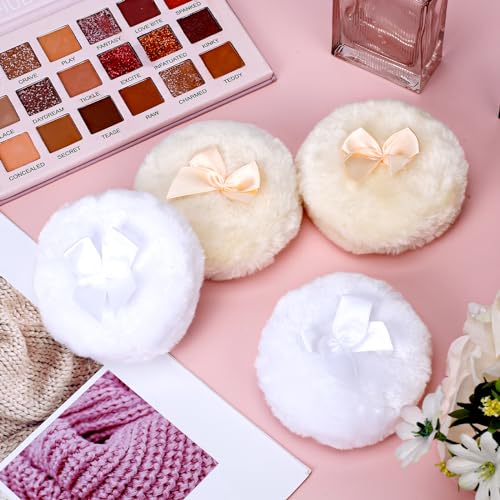4PCS Large Fluffy Makeup Puffs - Soft Washable Face & Body Powder Puffs