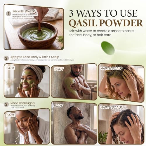 Qasil Powder Cleanser for Face, Body & Hair - 1.5 oz - Pure & Natural
