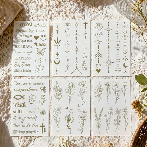 Epuxiael Wild Flower Semi Permanent Tattoos - 2 Week Long Lasting Body Art for Adults