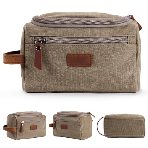 HiPeep Men's Travel Toiletry Bag, Large Water-Resistant Canvas Dopp Kit