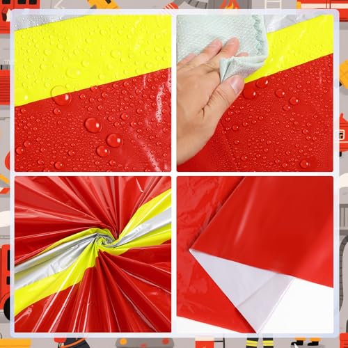 Oudain 3-Pack Firefighter Party Tablecloths | 54"x108" Plastic Covers
