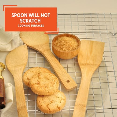 IMUSA Bamboo Cooking Spoon Set - 3-Piece Utensils for Stir-Frying