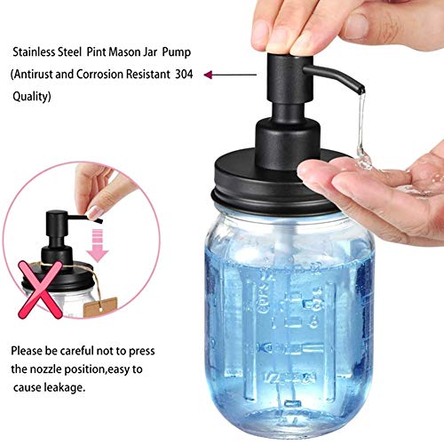 Mason Jar Soap Dispenser Lids with Pumps - 2 Pack, Rustproof Stainless Steel for 16 oz Jars