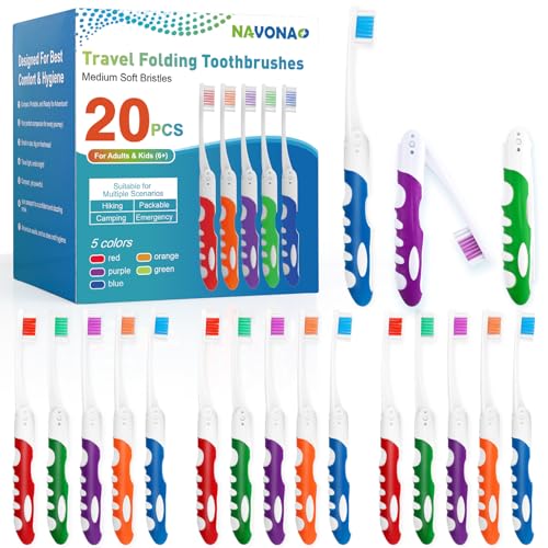 Navona 20 Pack Travel Folding Toothbrush Set - Portable Oral Care Kit
