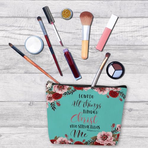WIRESTER Christian Bible Verses Philippians 4:13 Makeup Bag 10x8 Inch Travel Organizer