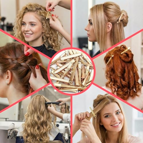 30-Pack Golden Alligator Hair Clips - 3 Sizes for Styling & Crafts