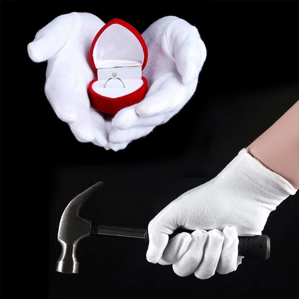 White Cotton Work Gloves - 24 Pcs Stretchable Safety Gloves | Medium Size