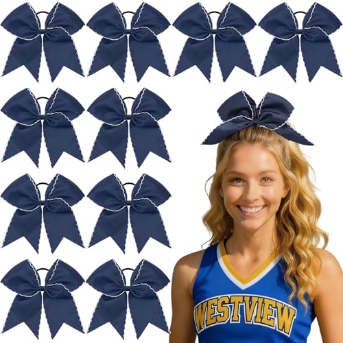 Navy Cheerleading Bows - Large Ponytail Holders for Girls