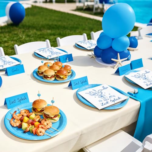 FYSUIMU 50 Pcs Last Splash Mermaid Cocktail Napkins - Blue