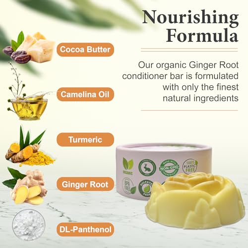 Relaxcation Ginger Root & Camelina Oil Conditioner Bar - 2 Count, Hydrating & Hair Growth, Handmade in USA