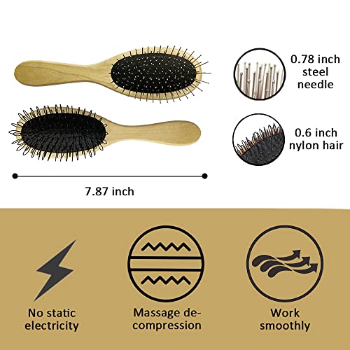 Amirce Wig Brush Set for Synthetic Hair - Detangling Wooden Comb