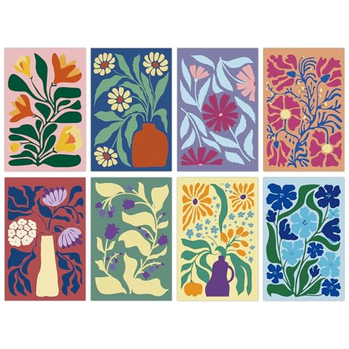 Miucat 32 Pack Floral Blank Greeting Cards with Envelopes - 8 Designs