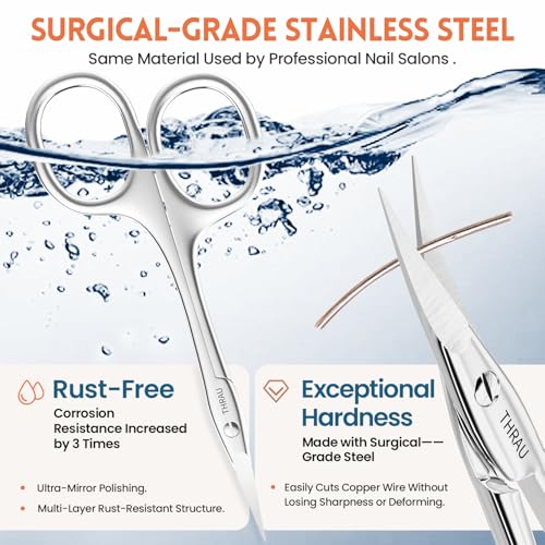 THRAU Right-Handed Surgical-Grade Stainless Steel Cuticle Scissors