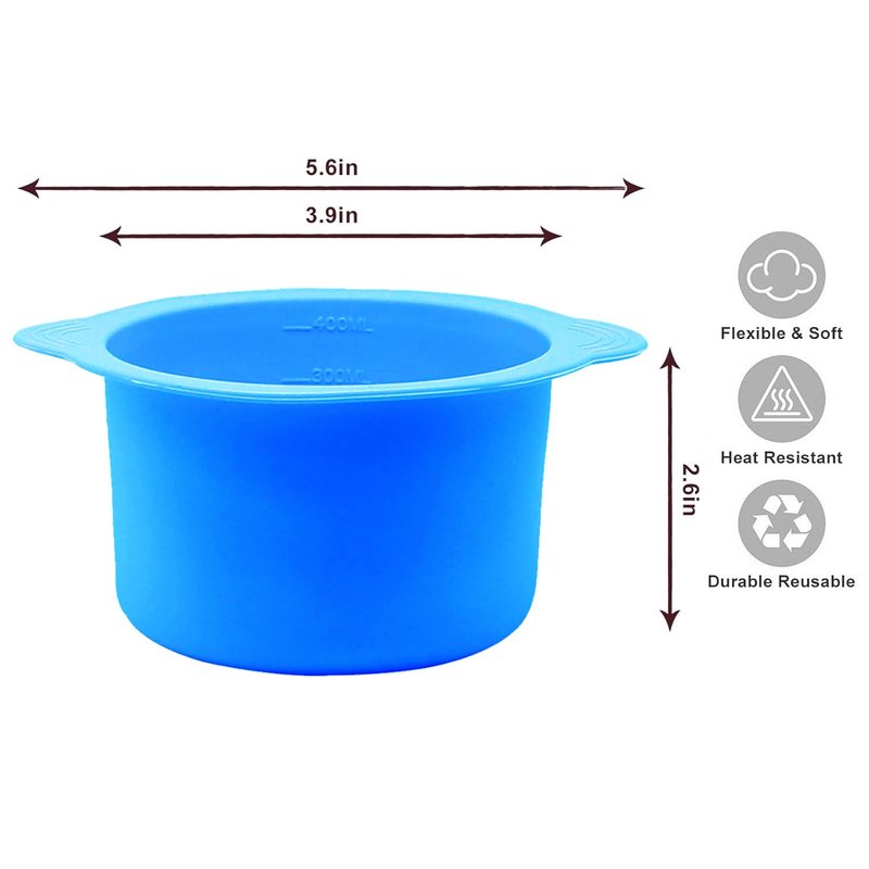 2-pack Silicone Wax Warmer Liner, Silicone Wax Bowl for Wax Warmer, Non-Stick Wax Melt Warmer Wax Pot Replacement, Reusable Wax Melt Liner with 50 Pcs Wax Spatula Sticks for Hair Removal(Blue)