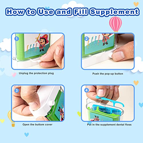 Kids Automatic Dental Floss Pick Dispenser with 176 Floss Sticks
