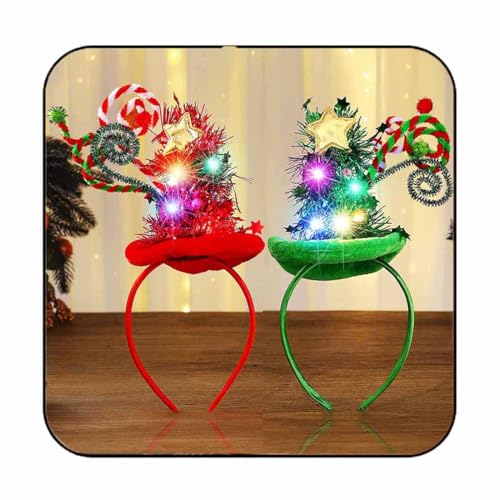 Light Up Christmas Tree Headband Accessories - Pack of 2