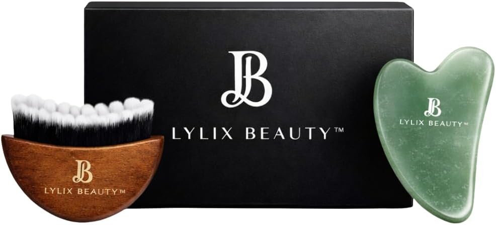 Lymphatic Drainage Face Brush & Jade Gua Sha - Sculpting & Depuffing Tool for Skin Care | Perfect for Face & Neck