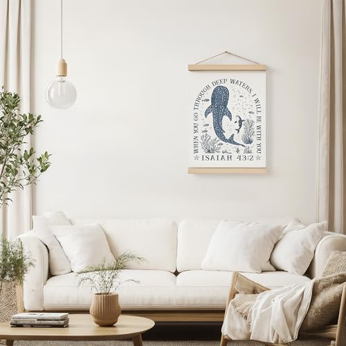 Whale Shark Christian Wall Art - Isaiah 43:2 Poster with Frame, 12x16