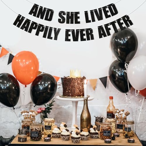 And She Lived Happily Ever After Banner - Glitter Divorce Party Decor