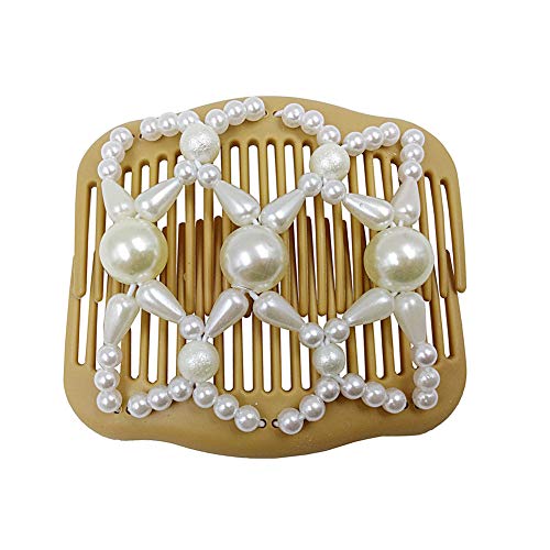 LOVEF Pearl Thick Hair Clips Design 3 - Beaded Bun & Ponytail Holders for Women