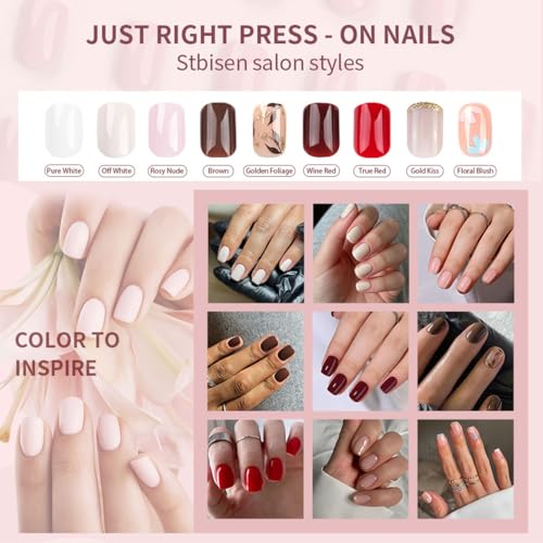 Pink Short Square Press On Nails with Gold Accent - 30 Pcs