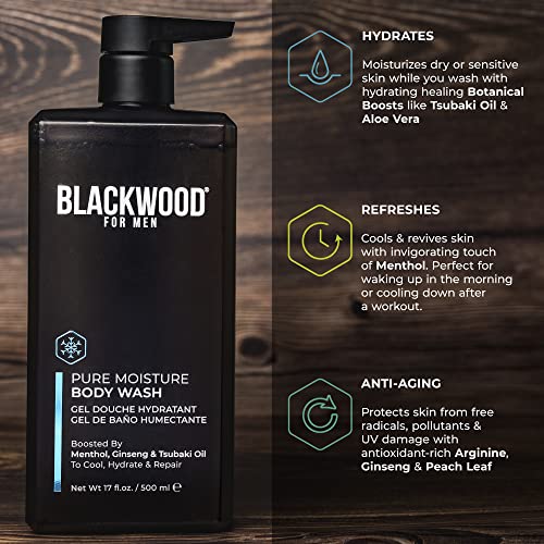 Blackwood For Men Pure Moisture Body Wash, Menthol, 17oz - Award Winning