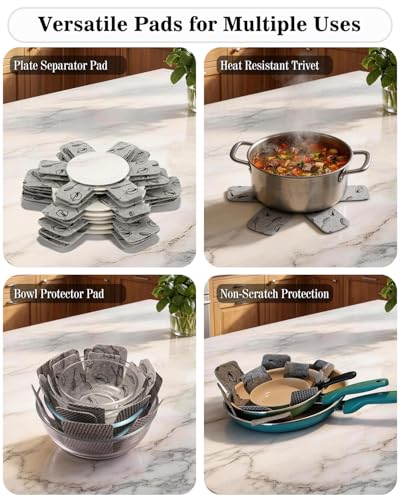 Pot and Pan Protectors Set - 12 Anti-Slip Dividers in 3 Sizes
