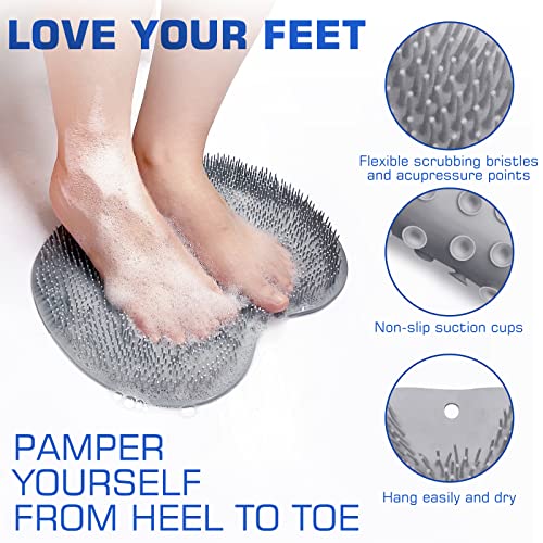 SZZYXD Shower Foot Scrubber Mat - Exfoliating Back Washer with Suction Cups
