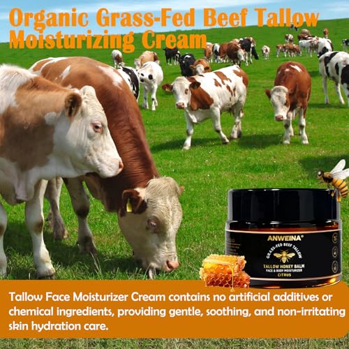 Organic Grass-Fed Beef Tallow Balm with Raw Honey & Citrus – 2 OZ Skin Moisturizer
