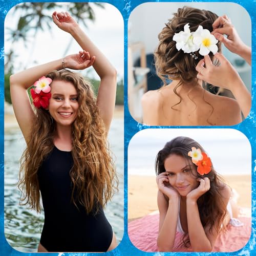 Lively 18 Pcs Hawaiian Flower Hair Clips Set for Women